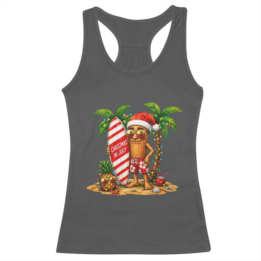 Funny Tung Tung Sahur Christmas In July Racerback Tank Top Beach Party Vacation TS12 Dark Heather Print Your Wear