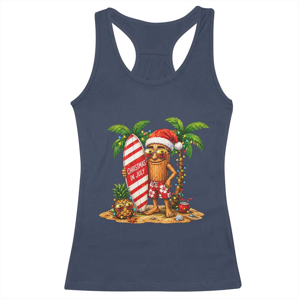 Funny Tung Tung Sahur Christmas In July Racerback Tank Top Beach Party Vacation TS12 Navy Print Your Wear