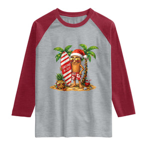 Funny Tung Tung Sahur Christmas In July Raglan Shirt Beach Party Vacation TS12 Heather Gray Heather Red Print Your Wear