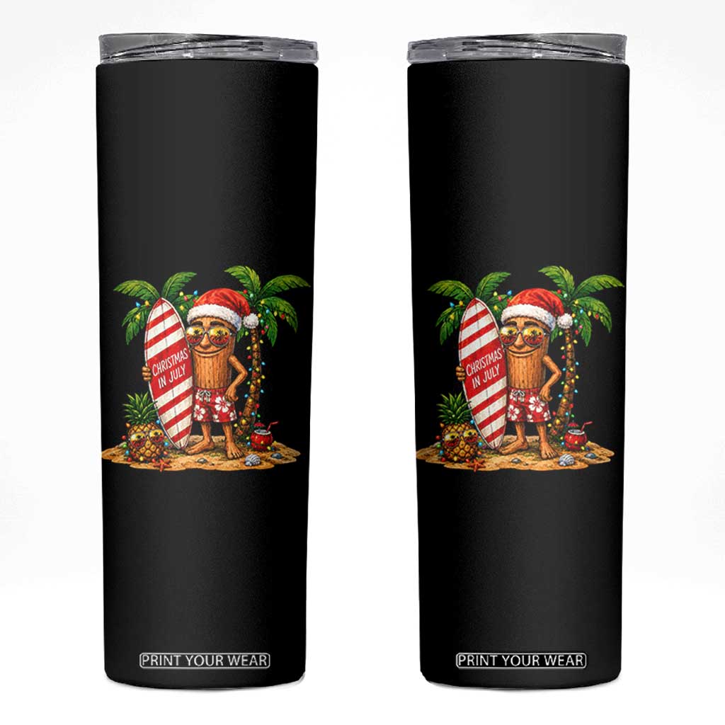 Funny Tung Tung Sahur Christmas In July Skinny Tumbler Beach Party Vacation TS12 Black Print Your Wear
