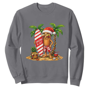 Funny Tung Tung Sahur Christmas In July Sweatshirt Beach Party Vacation TS12 Charcoal Print Your Wear