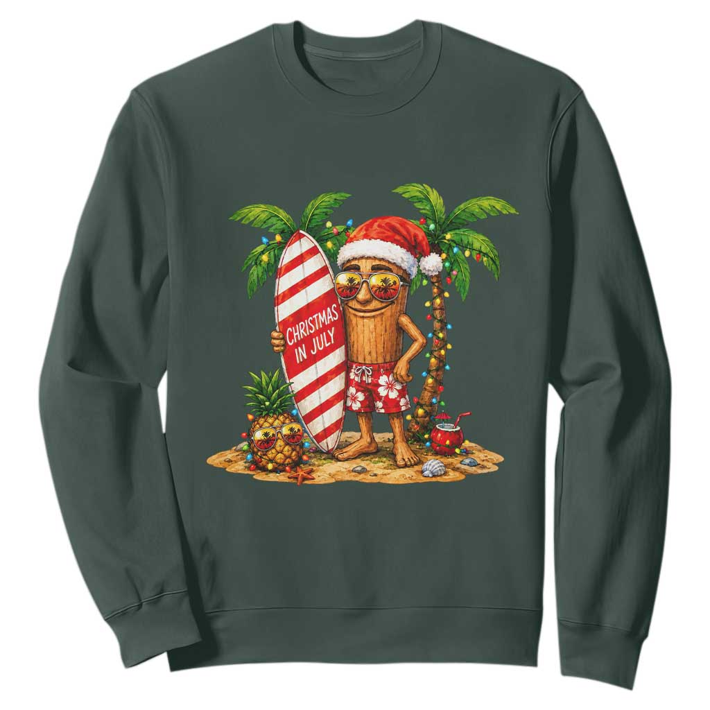 Funny Tung Tung Sahur Christmas In July Sweatshirt Beach Party Vacation TS12 Dark Forest Green Print Your Wear