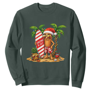 Funny Tung Tung Sahur Christmas In July Sweatshirt Beach Party Vacation TS12 Dark Forest Green Print Your Wear