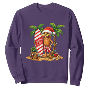 Funny Tung Tung Sahur Christmas In July Sweatshirt Beach Party Vacation TS12 Purple Print Your Wear