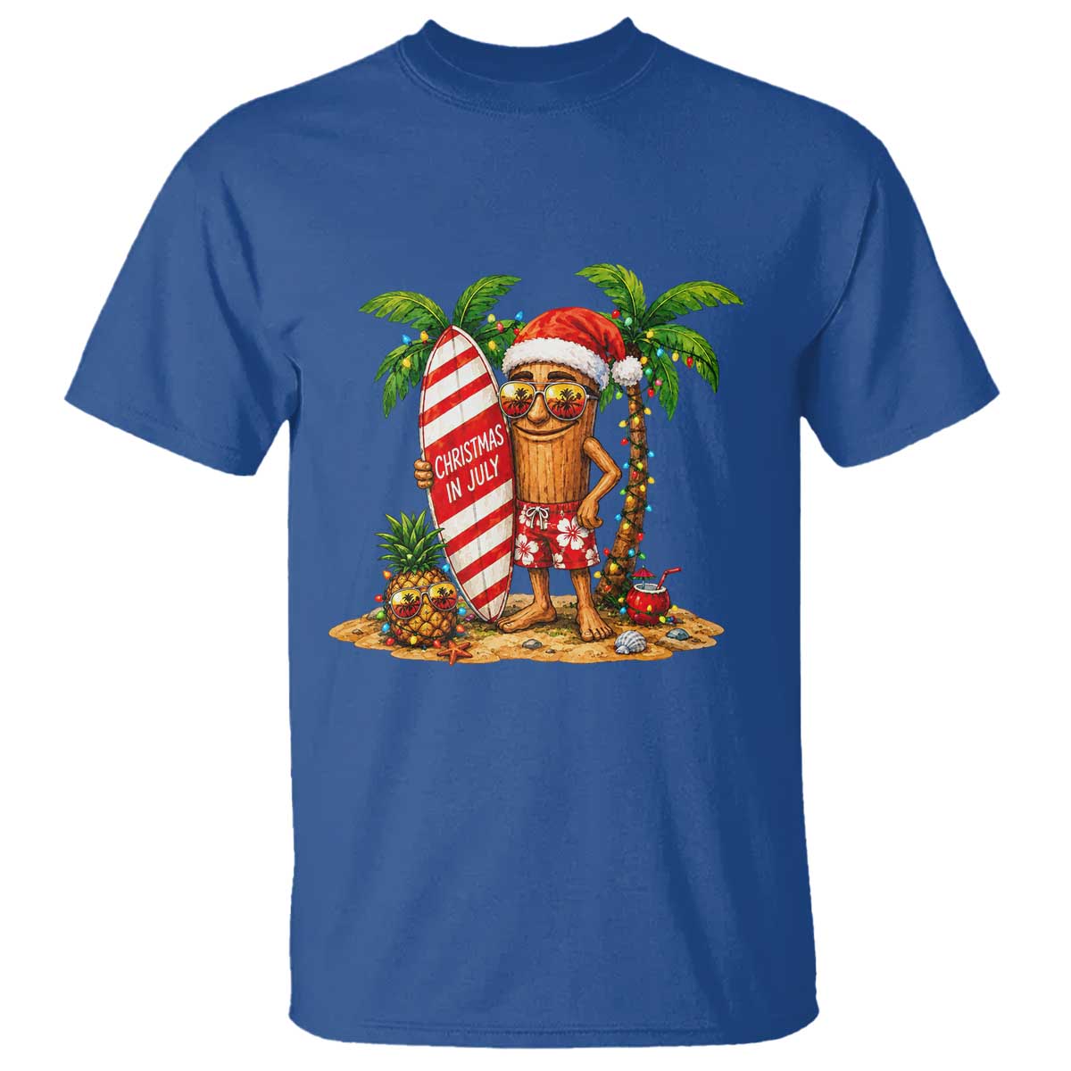 Funny Tung Tung Sahur Christmas In July T Shirt Beach Party Vacation TS12 Royal Blue Print Your Wear