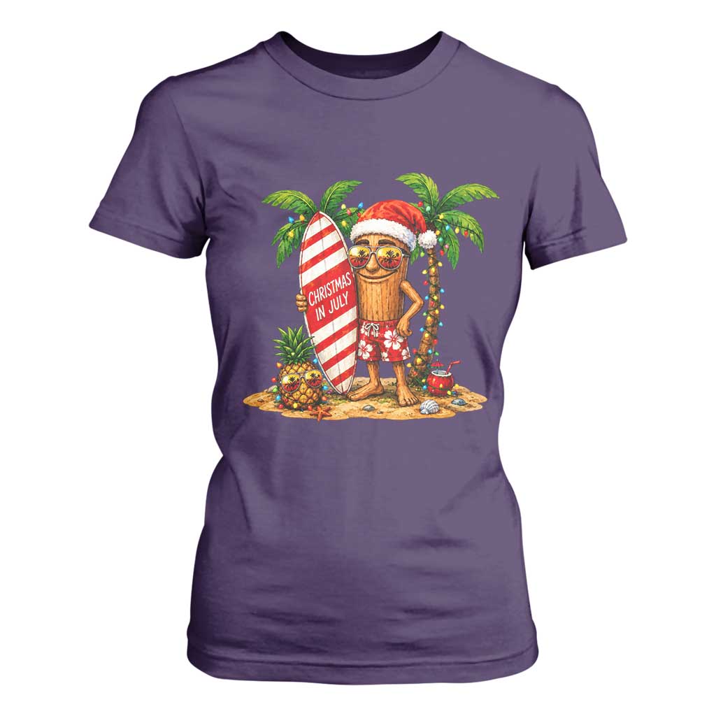 Funny Tung Tung Sahur Christmas In July T Shirt For Women Beach Party Vacation TS12 Purple Print Your Wear