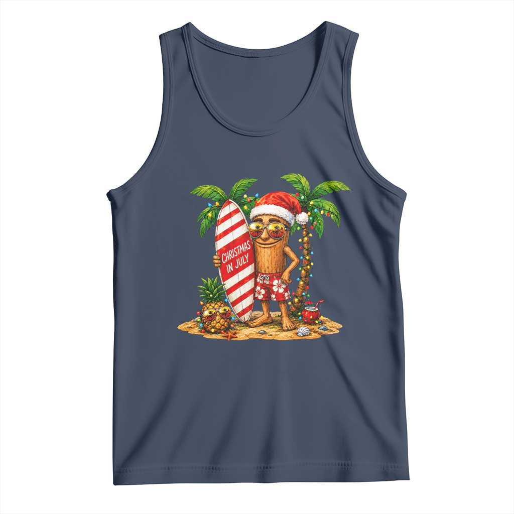 Funny Tung Tung Sahur Christmas In July Tank Top Beach Party Vacation TS12 Navy Print Your Wear