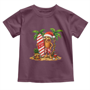 Funny Tung Tung Sahur Christmas In July Toddler T Shirt Beach Party Vacation TS12 Maroon Print Your Wear
