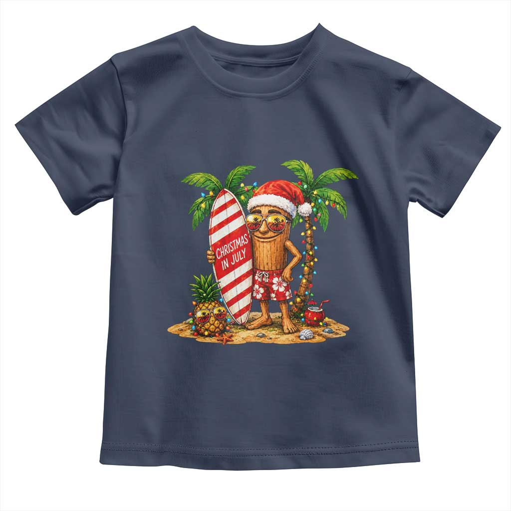 Funny Tung Tung Sahur Christmas In July Toddler T Shirt Beach Party Vacation TS12 Navy Print Your Wear