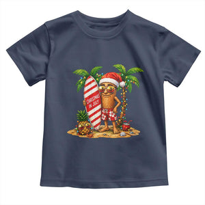 Funny Tung Tung Sahur Christmas In July Toddler T Shirt Beach Party Vacation TS12 Navy Print Your Wear