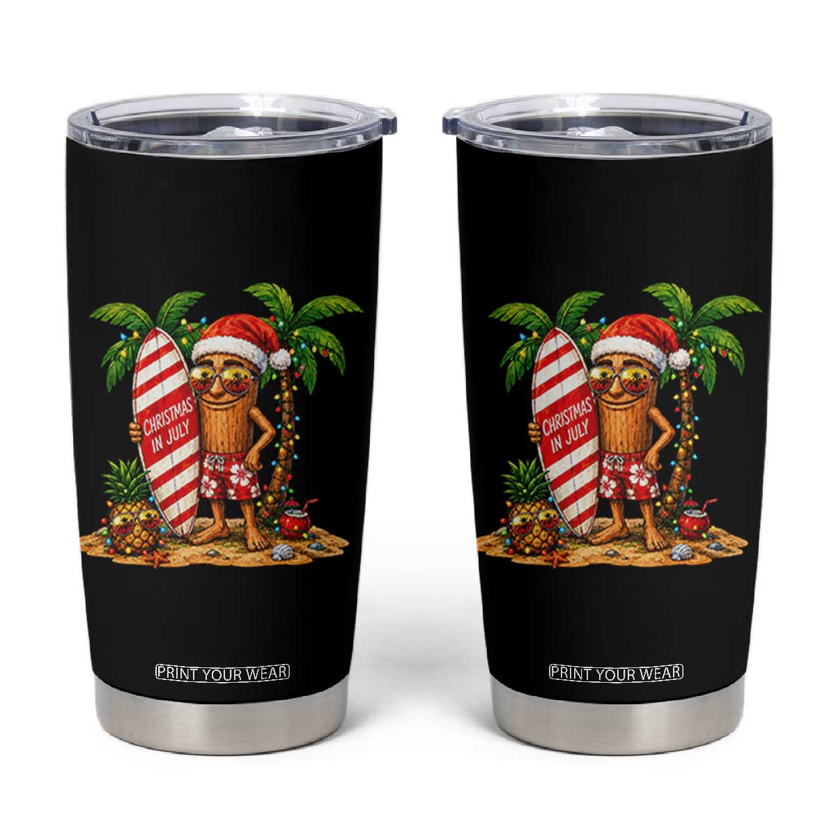 Funny Tung Tung Sahur Christmas In July Tumbler Cup Beach Party Vacation TS12 Black Print Your Wear