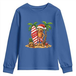 Funny Tung Tung Sahur Christmas In July Youth Sweatshirt Beach Party Vacation TS12 Royal Blue Print Your Wear