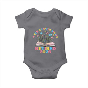 Women Retirement Life Baby Onesie Retired 2026 A New Chapter Begins Floral Book TS12 Charcoal Print Your Wear