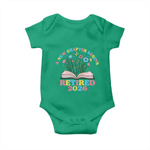 Women Retirement Life Baby Onesie Retired 2026 A New Chapter Begins Floral Book TS12 Irish Green Print Your Wear