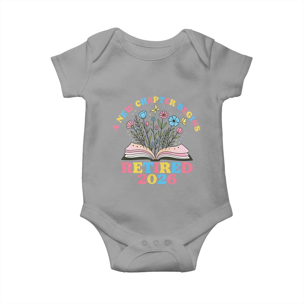 Women Retirement Life Baby Onesie Retired 2026 A New Chapter Begins Floral Book TS12 Sport Gray Print Your Wear