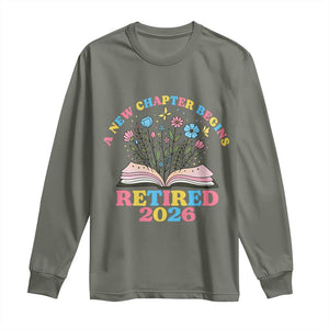 Women Retirement Life Long Sleeve Shirt Retired 2026 A New Chapter Begins Floral Book
