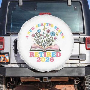 Women Retirement Life Spare Tire Cover Retired 2026 A New Chapter Begins Floral Book