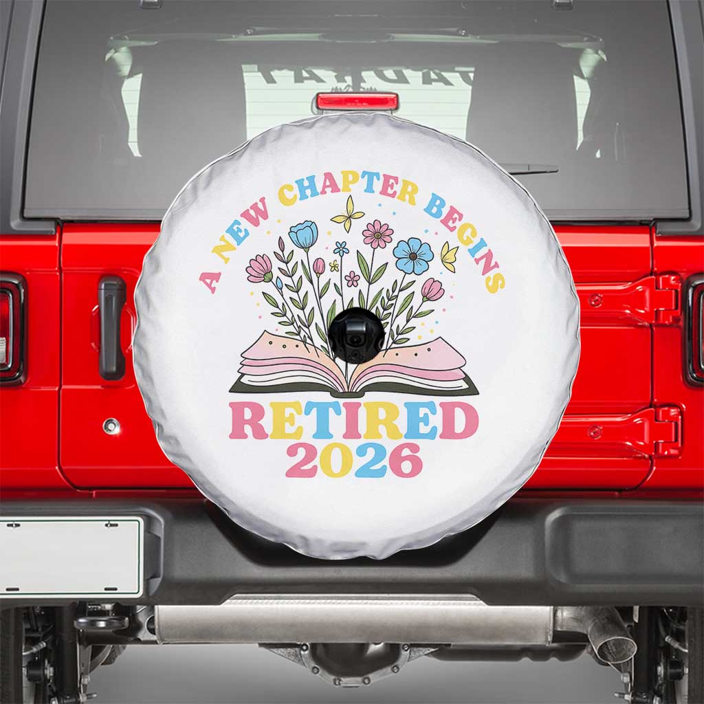 Women Retirement Life Spare Tire Cover Retired 2026 A New Chapter Begins Floral Book