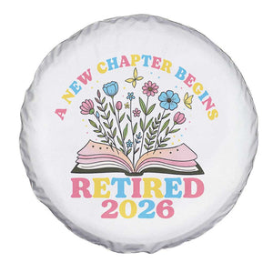 Women Retirement Life Spare Tire Cover Retired 2026 A New Chapter Begins Floral Book
