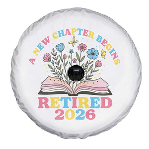 Women Retirement Life Spare Tire Cover Retired 2026 A New Chapter Begins Floral Book