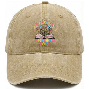 Women Retirement Life Washed Cotton Baseball Cap Retired 2026 A New Chapter Begins Floral Book TS12 Print Your Wear