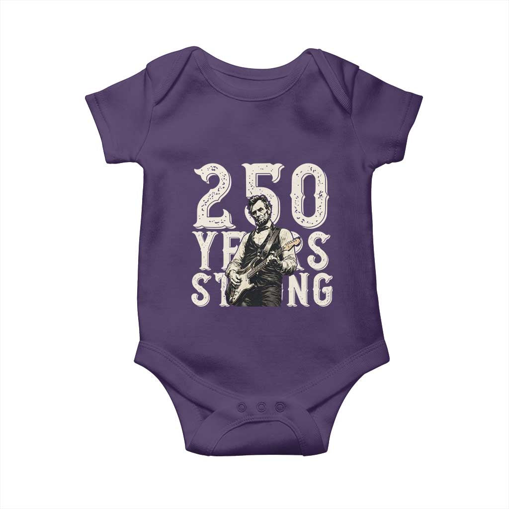 Vintage Abraham Lincoln Playing Guitar Baby Onesie 250 Years Strong TS12 Purple Print Your Wear