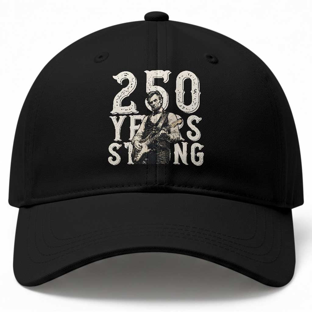 Vintage Abraham Lincoln Playing Guitar Baseball Cap 250 Years Strong