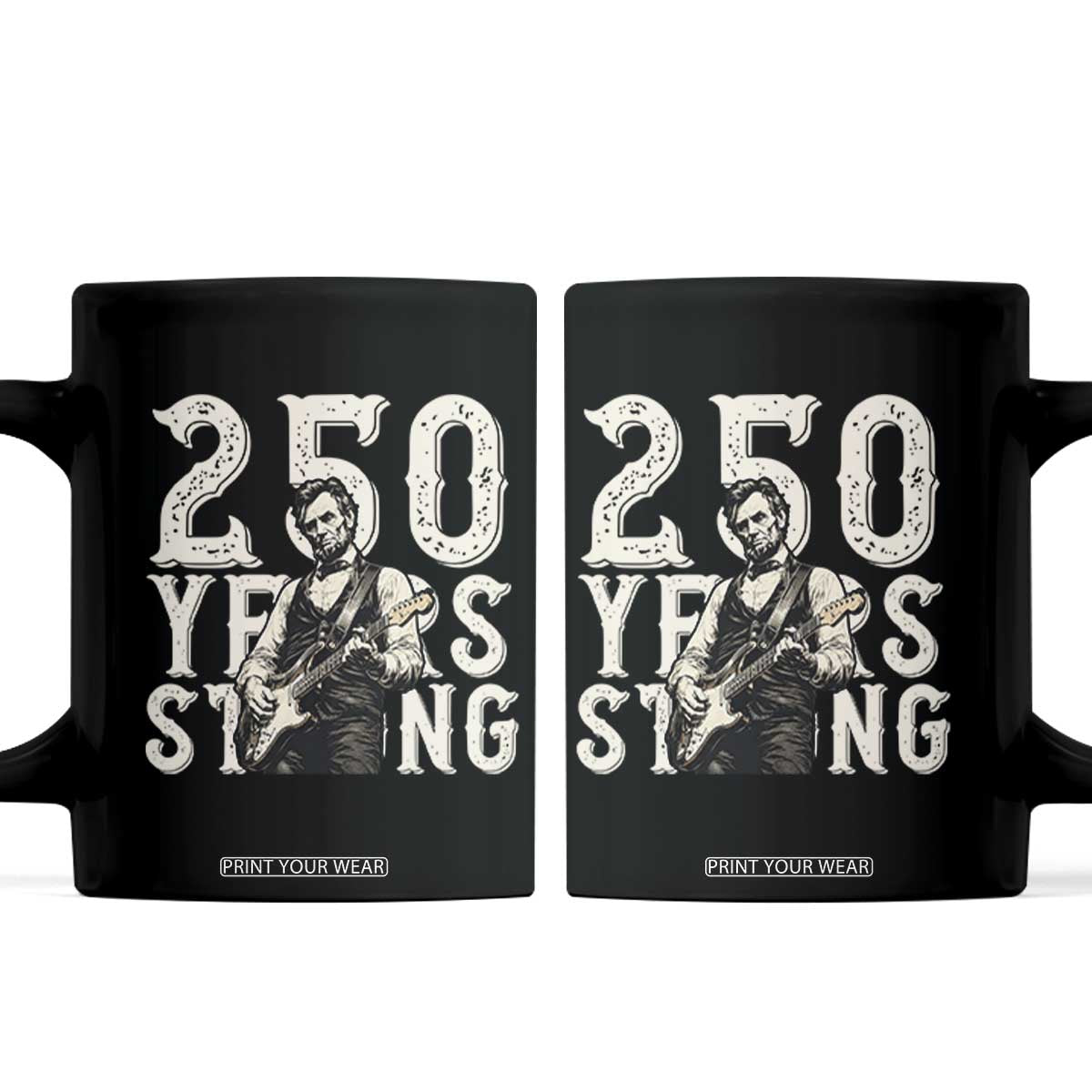 Vintage Abraham Lincoln Playing Guitar Coffee Mug 250 Years Strong
