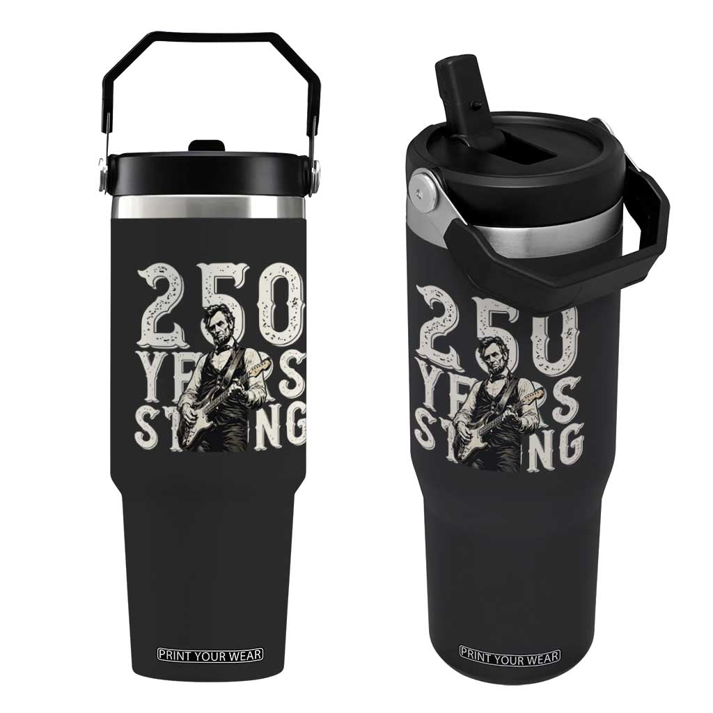 Vintage Abraham Lincoln Playing Guitar Flip Straw Tumbler 250 Years Strong TS12 One Size: 30 oz Black Print Your Wear
