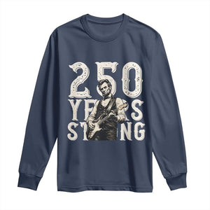 Vintage Abraham Lincoln Playing Guitar Long Sleeve Shirt 250 Years Strong TS12 Navy Print Your Wear