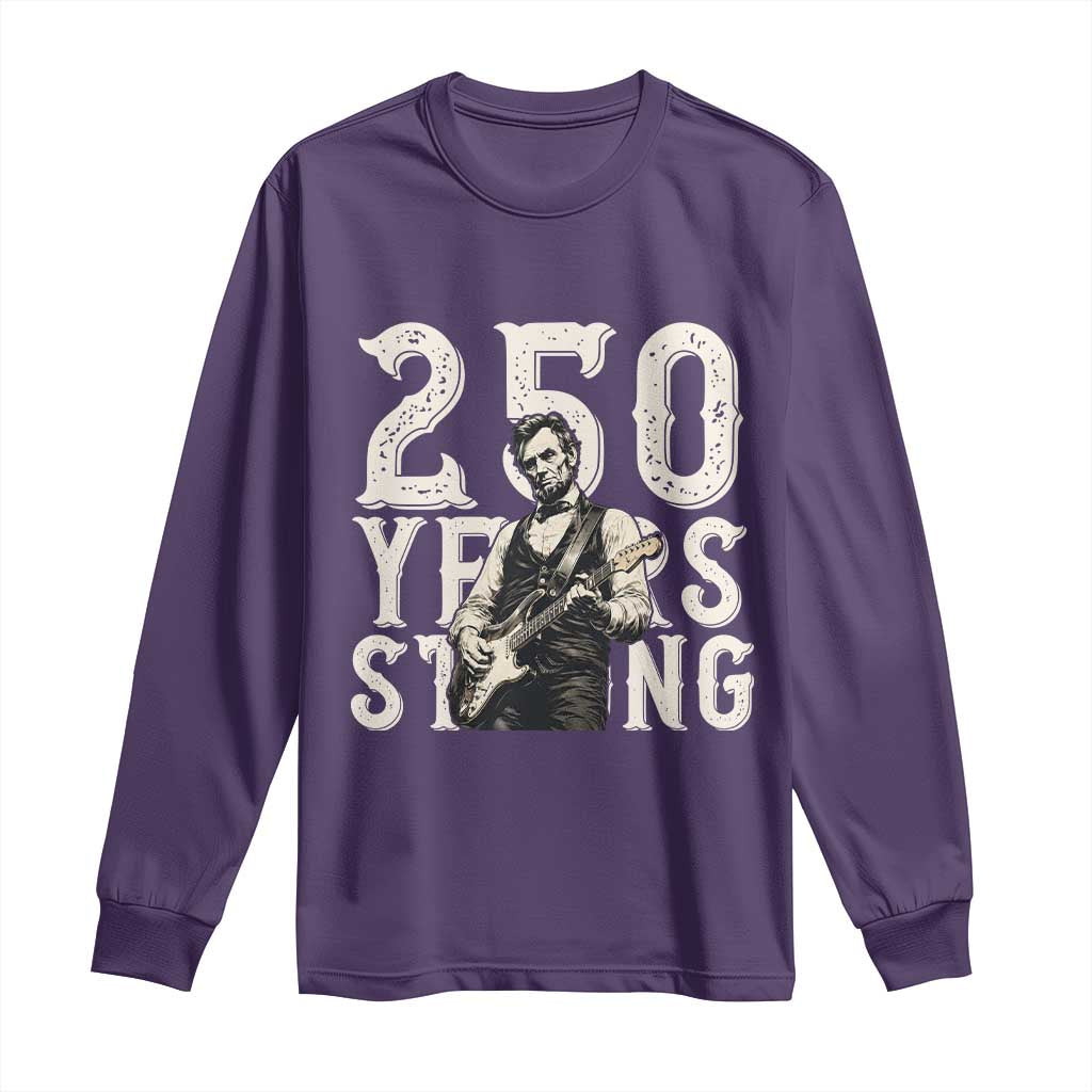Vintage Abraham Lincoln Playing Guitar Long Sleeve Shirt 250 Years Strong TS12 Purple Print Your Wear