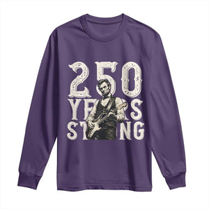 Vintage Abraham Lincoln Playing Guitar Long Sleeve Shirt 250 Years Strong TS12 Purple Print Your Wear