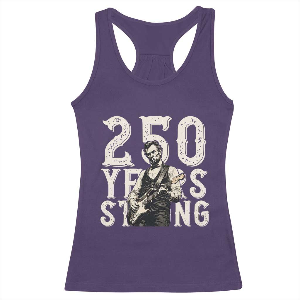 Vintage Abraham Lincoln Playing Guitar Racerback Tank Top 250 Years Strong TS12 Purple Print Your Wear