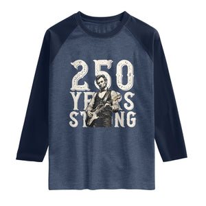 Vintage Abraham Lincoln Playing Guitar Raglan Shirt 250 Years Strong