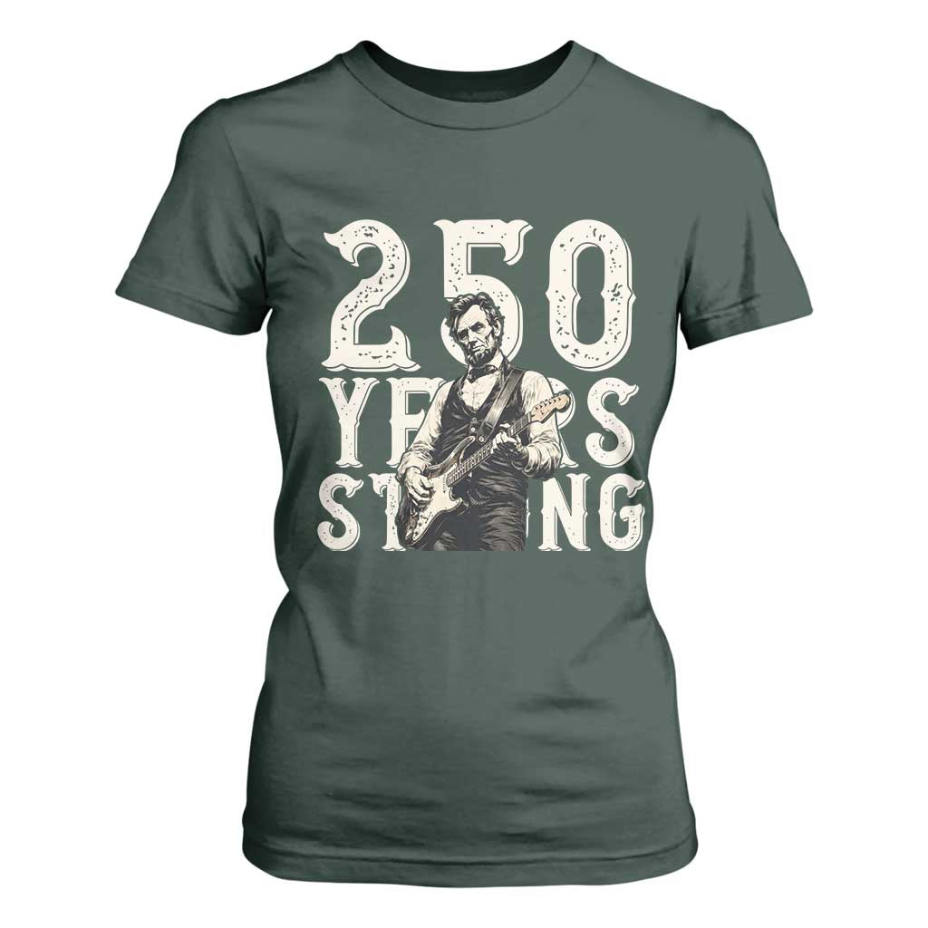 Vintage Abraham Lincoln Playing Guitar T Shirt For Women 250 Years Strong