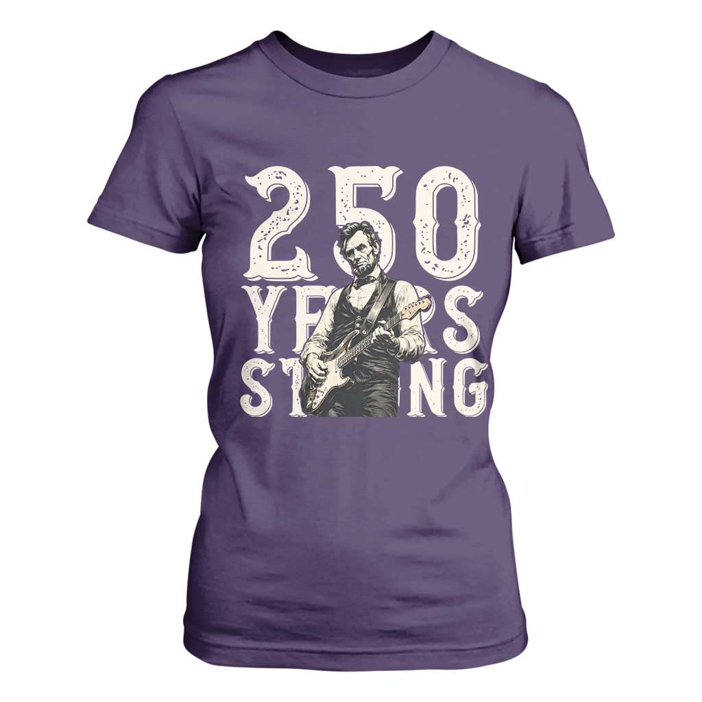 Vintage Abraham Lincoln Playing Guitar T Shirt For Women 250 Years Strong