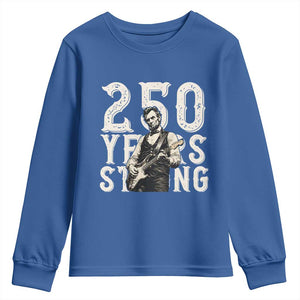 Vintage Abraham Lincoln Playing Guitar Youth Sweatshirt 250 Years Strong TS12 Royal Blue Print Your Wear