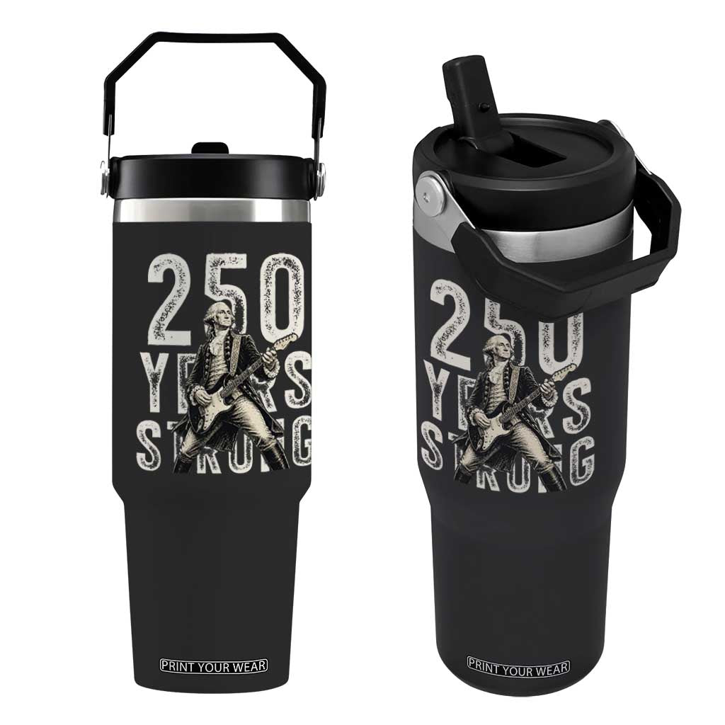 Vintage George Washington Playing Guitar Flip Straw Tumbler 250 Years Strong TS12 One Size: 30 oz Black Print Your Wear