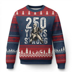 Vintage George Washington Playing Guitar Ugly Christmas Sweater 250 Years Strong