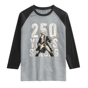 Vintage George Washington Playing Guitar Raglan Shirt 250 Years Strong TS12 Heather Gray Black Print Your Wear