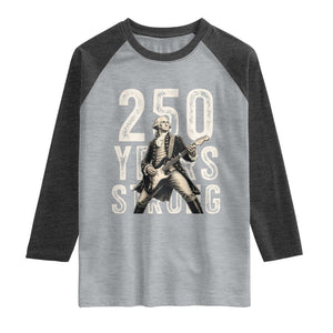 Vintage George Washington Playing Guitar Raglan Shirt 250 Years Strong TS12 Heather Gray Heather Charcoal Print Your Wear