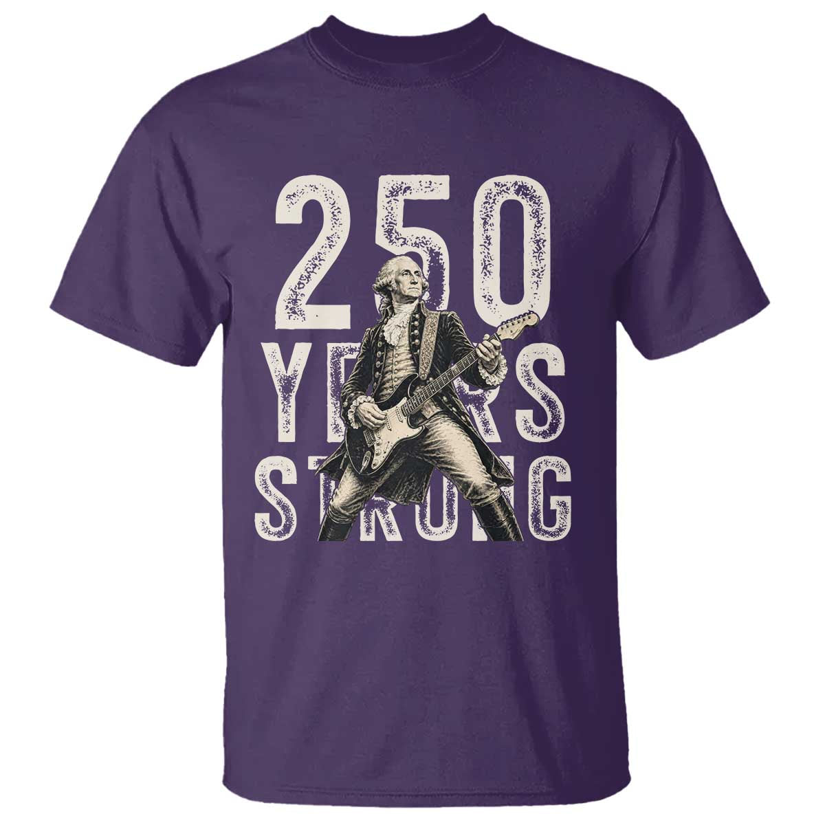 Vintage George Washington Playing Guitar T Shirt 250 Years Strong TS12 Purple Print Your Wear