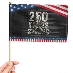 Vintage George Washington Playing Guitar Patriotic Handheld Flag 250 Years Strong