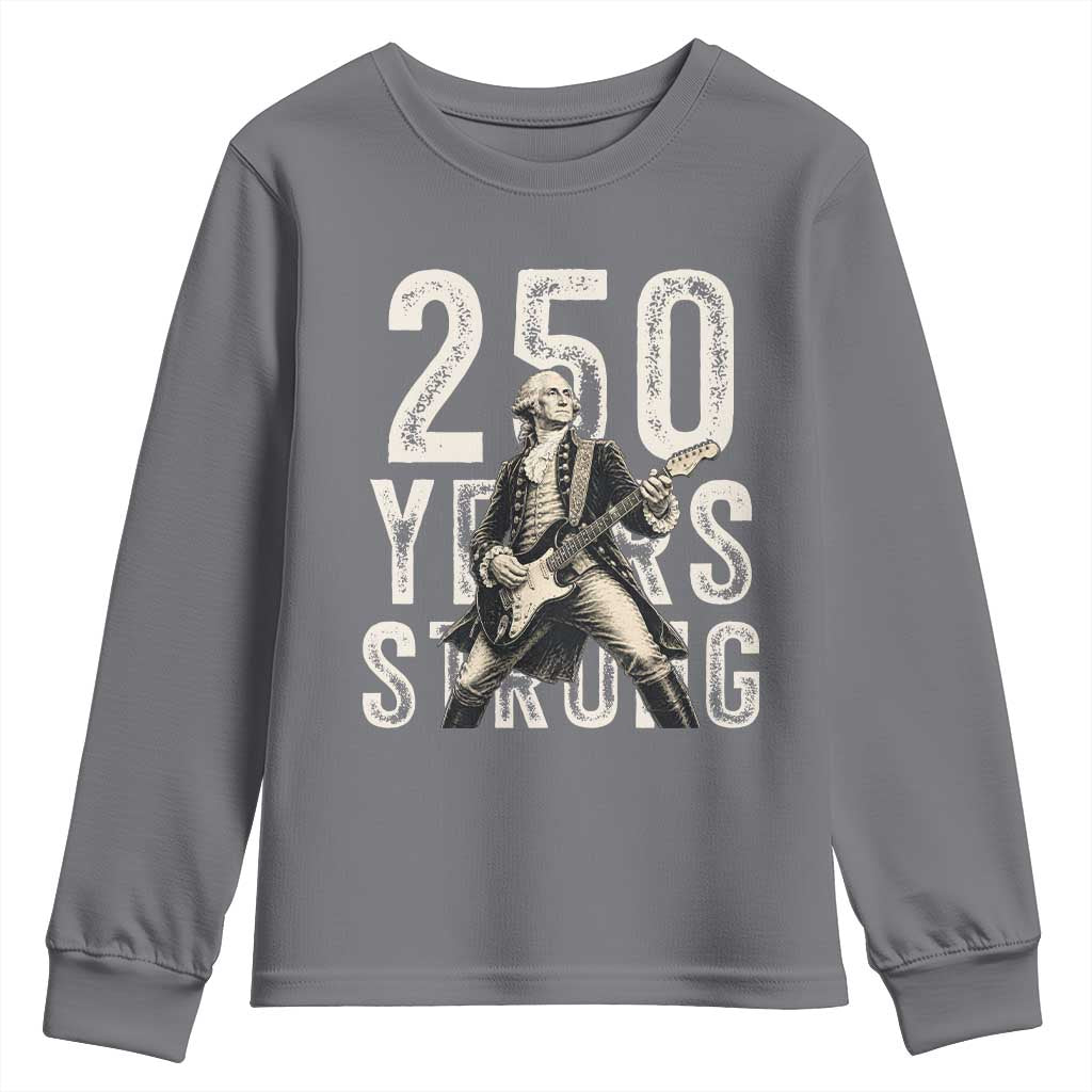 Vintage George Washington Playing Guitar Youth Sweatshirt 250 Years Strong TS12 Charcoal Print Your Wear