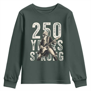 Vintage George Washington Playing Guitar Youth Sweatshirt 250 Years Strong TS12 Dark Forest Green Print Your Wear