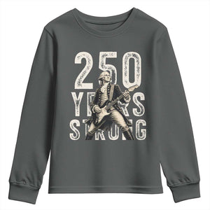 Vintage George Washington Playing Guitar Youth Sweatshirt 250 Years Strong TS12 Dark Heather Print Your Wear