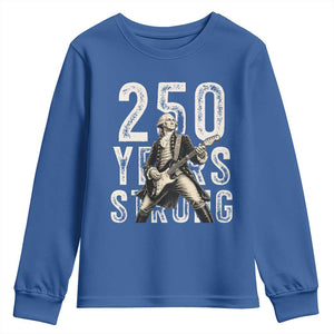 Vintage George Washington Playing Guitar Youth Sweatshirt 250 Years Strong TS12 Royal Blue Print Your Wear