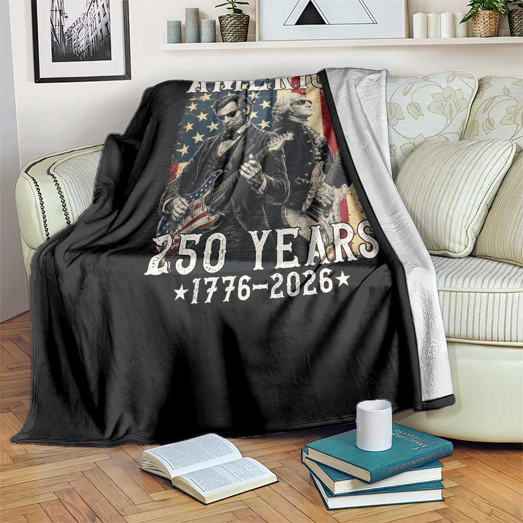 George Washington Abe Lincoln Playing Guitar Throw Blanket USA 250th Anniversary Guitarist Graphic TS12 Print Your Wear
