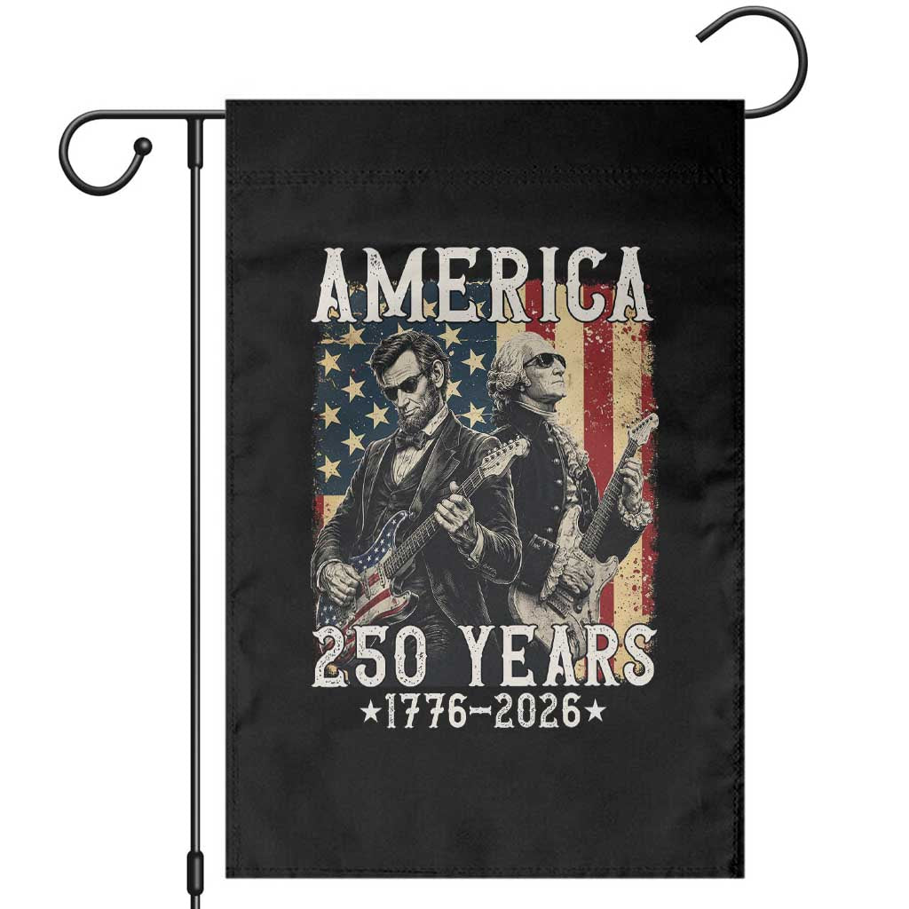 George Washington Abe Lincoln Playing Guitar Garden Flag USA 250th Anniversary Guitarist Graphic