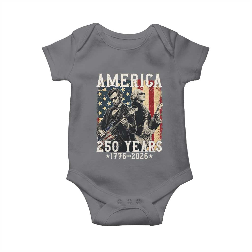 George Washington Abe Lincoln Playing Guitar Baby Onesie USA 250th Anniversary Guitarist Graphic TS12 Charcoal Print Your Wear